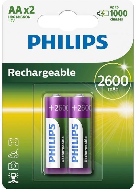 Philips R6B2A260/10 Battery Rechargeables Battery AA, 1,2V 2600mAh R6B2A26010