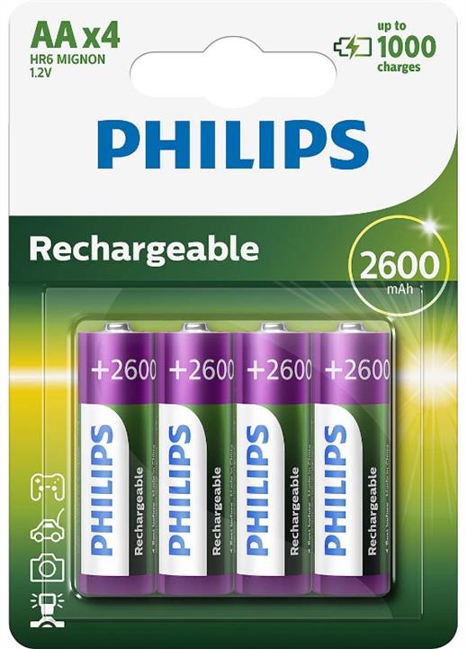 Philips R6B4B260/10 Battery Rechargeables Battery AA, 1,2V 2600mAh R6B4B26010