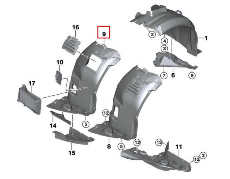 Inner wing panel BMW 51 71 7 172 534