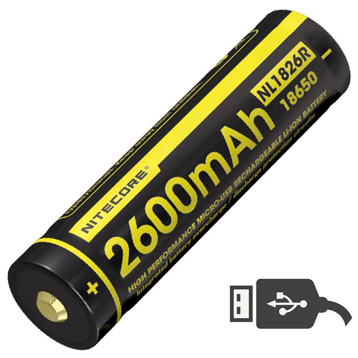 Nitecore NL1826R Lithium battery Li-Ion 18650, (2600mAh, USB), protected NL1826R