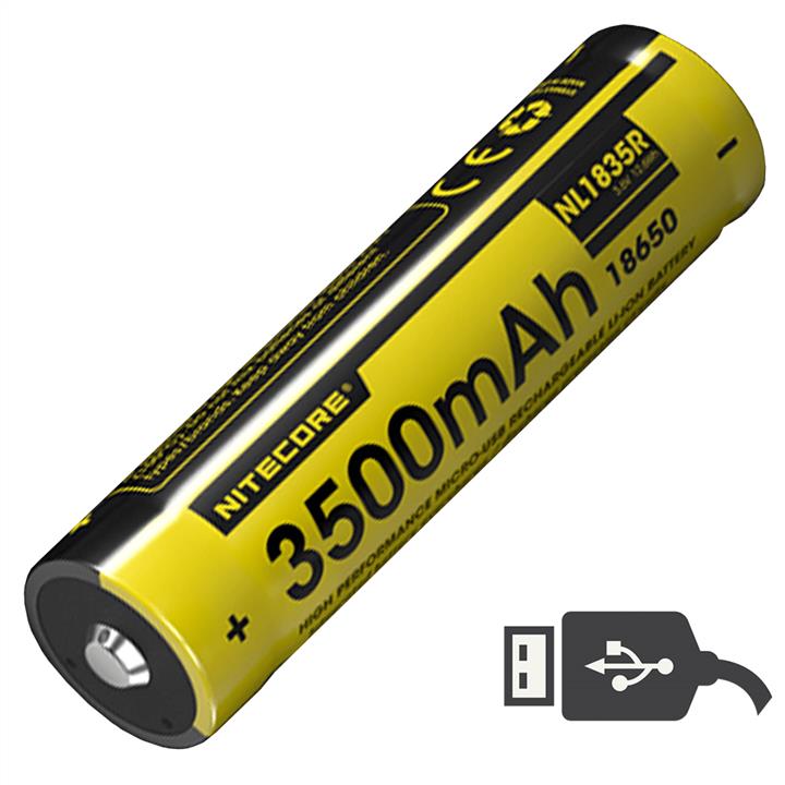 Nitecore NL1835R Lithium battery Li-Ion 18650, 3.6V (3500mAh, USB), protected NL1835R