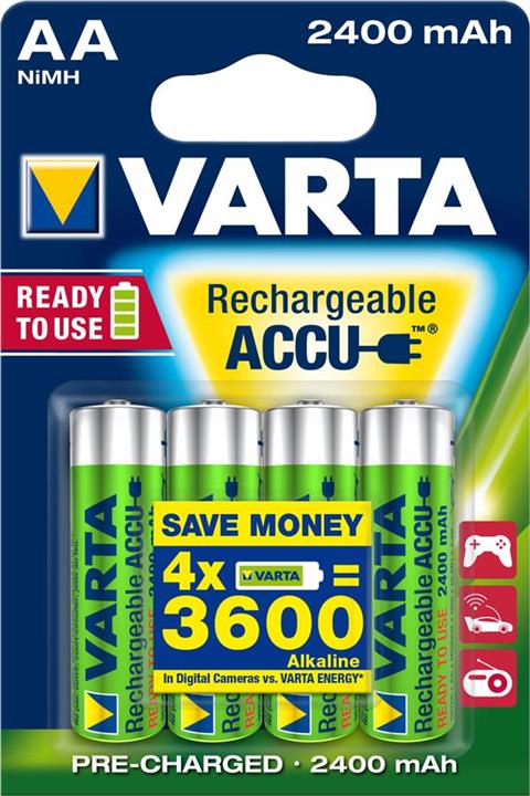 Varta 56756101404 Battery Rechargeable Accu AA 2400mAh BLI 4 NI-MH 56756101404
