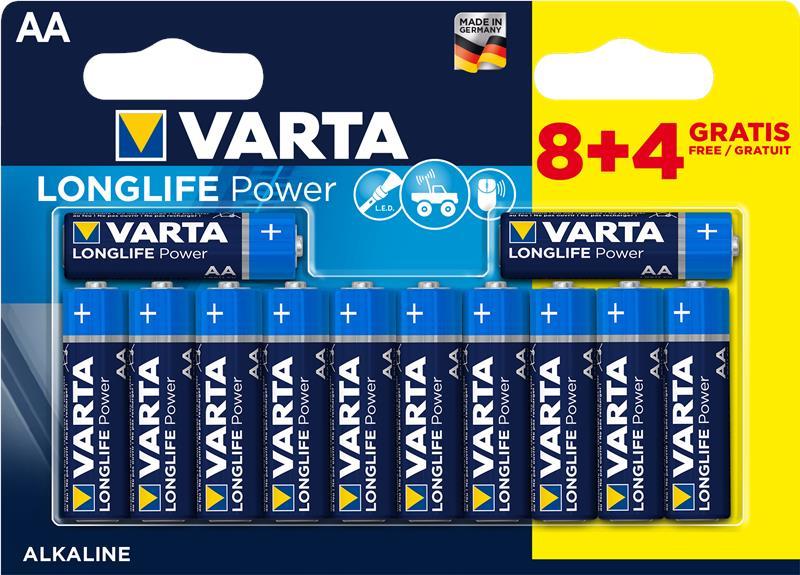 Varta 04906121472 Battery Longlife Power AA BLI 12 (8+4) Alkaline 04906121472