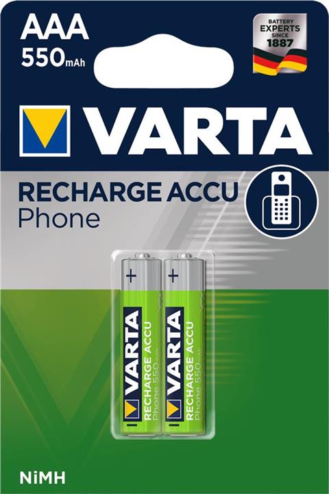 Varta 58397101402 Battery Phone ACCU AAA 550mAh BLI 2 NI-MH 58397101402