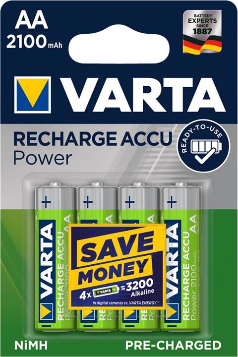 Varta 56706101404 Battery Rechargeable Accu AA 2100mAh BLI 4 NI-MH 56706101404