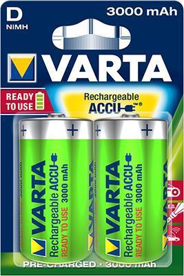 Varta 56720101402 Battery Rechargeable Accu D 3000mAh BLI 2 NI-MH 56720101402