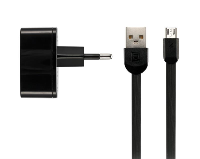 Remax RP-U215M-BLACK 2.4 A Dual USB Charger + Data Cable for Micro, black RPU215MBLACK