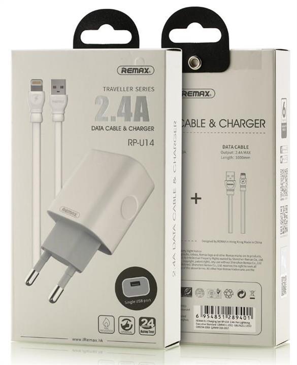 Remax RP-U14LIGHTNING-WHITE Charger Traveller series Lightning USB Data Cable white RPU14LIGHTNINGWHITE