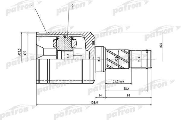 Patron PCV1530 Joint Kit, drive shaft PCV1530