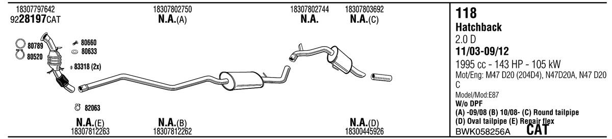 Walker BWK058256A Exhaust system BWK058256A