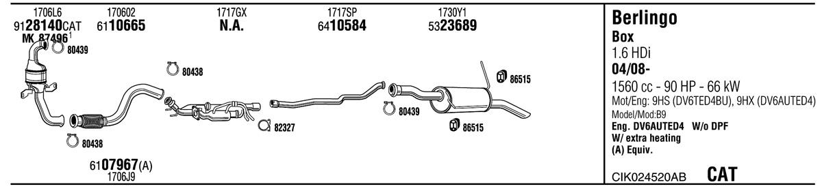 Walker CIK024520AB Exhaust system CIK024520AB