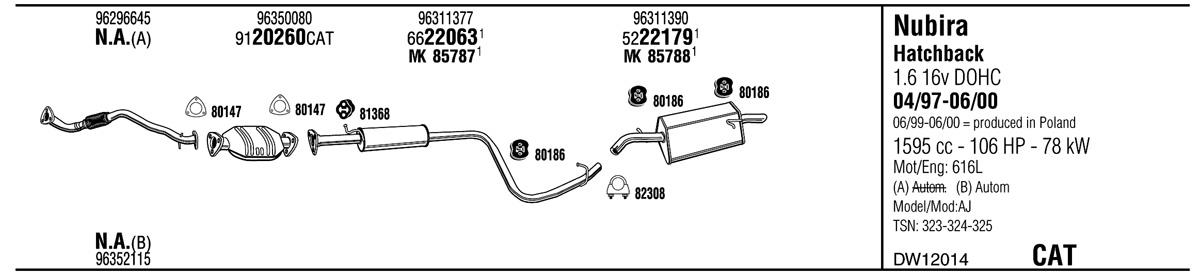 Walker DW12014 Exhaust system DW12014