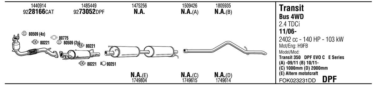 Walker FOK023231DD Exhaust system FOK023231DD