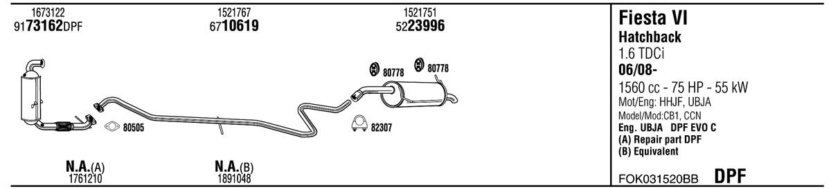 Walker FOK031520BB Exhaust system FOK031520BB