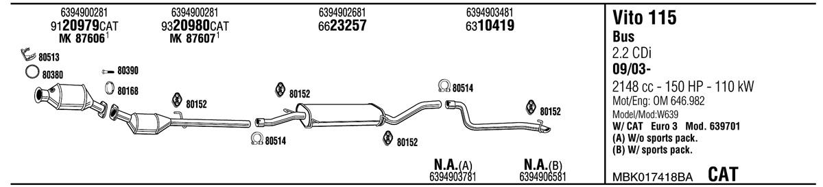 Walker MBK017418BA Exhaust system MBK017418BA