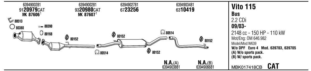 Walker MBK017418CB Exhaust system MBK017418CB