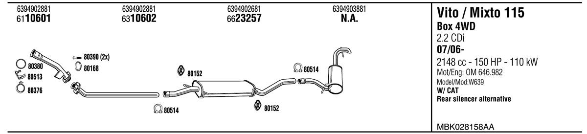 Walker MBK028158AA Exhaust system MBK028158AA