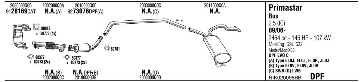 Walker NIK020098BB Exhaust system NIK020098BB