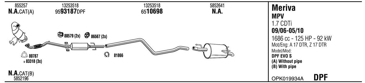 Walker OPK019934A Exhaust system OPK019934A