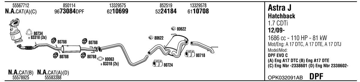 Walker OPK032091AB Exhaust system OPK032091AB