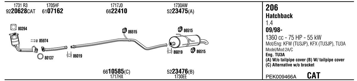 Walker PEK009466A Exhaust system PEK009466A