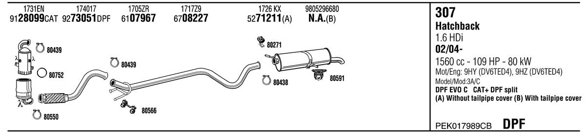 Walker PEK017989CB Exhaust system PEK017989CB