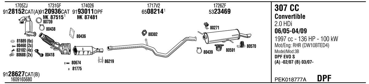 Walker PEK018777A Exhaust system PEK018777A