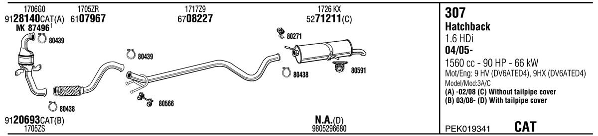 Walker PEK019341 Exhaust system PEK019341