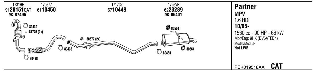 Walker PEK019518AA Exhaust system PEK019518AA