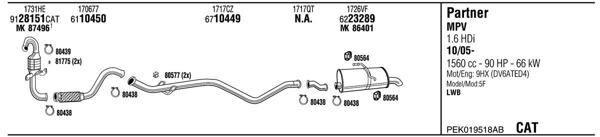 Walker PEK019518AB Exhaust system PEK019518AB