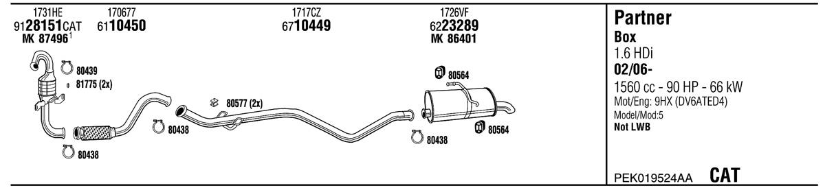 Walker PEK019524AA Exhaust system PEK019524AA