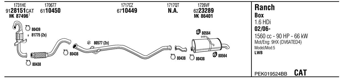 Walker PEK019524BB Exhaust system PEK019524BB