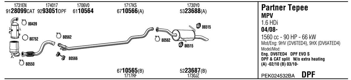 Walker PEK024532BA Exhaust system PEK024532BA