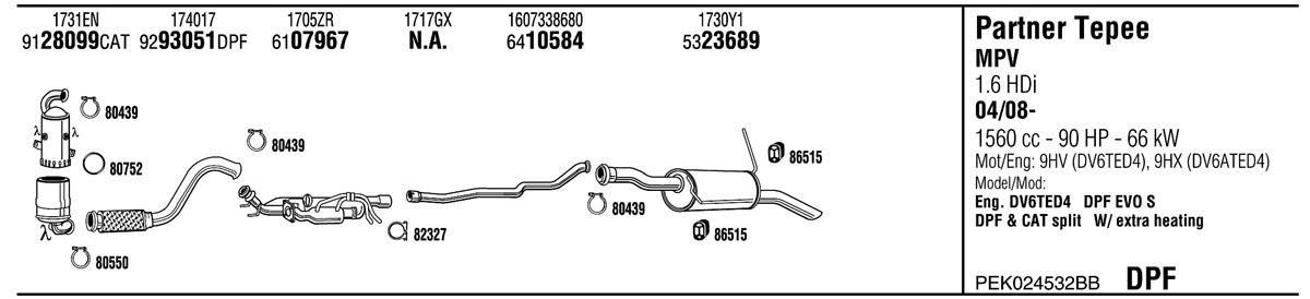 Walker PEK024532BB Exhaust system PEK024532BB