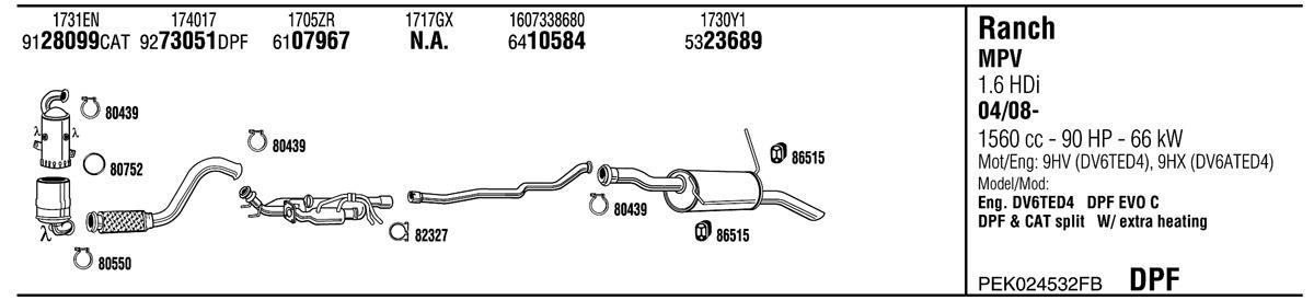 Walker PEK024532FB Exhaust system PEK024532FB