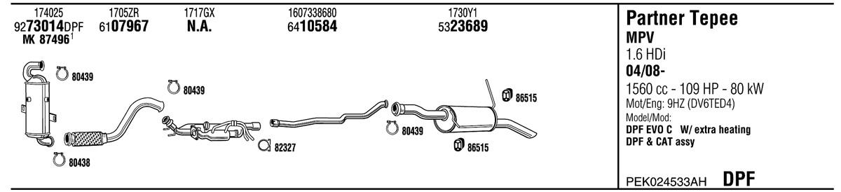 Walker PEK024533AH Exhaust system PEK024533AH