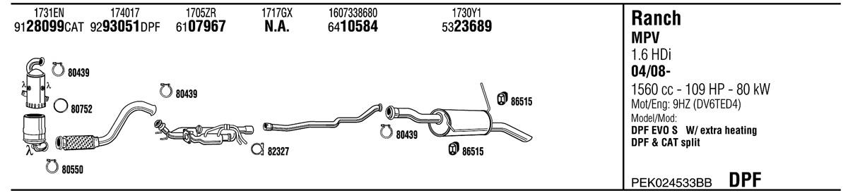 Walker PEK024533BB Exhaust system PEK024533BB