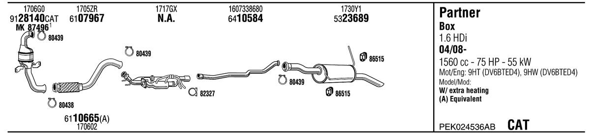 Walker PEK024536AB Exhaust system PEK024536AB