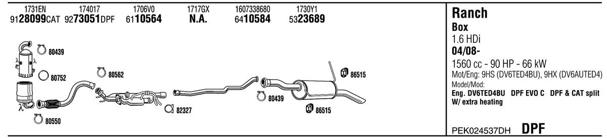 Walker PEK024537DH Exhaust system PEK024537DH