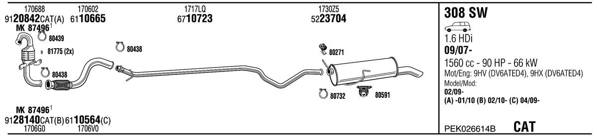 Walker PEK026614B Exhaust system PEK026614B