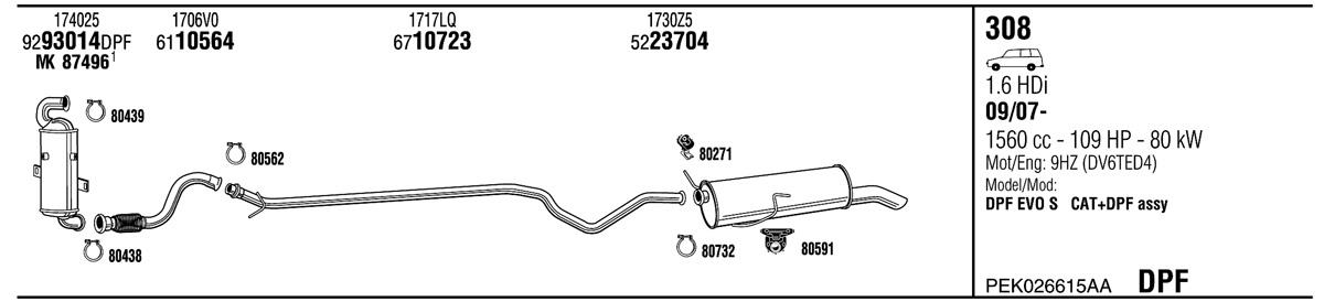 Walker PEK026615AA Exhaust system PEK026615AA