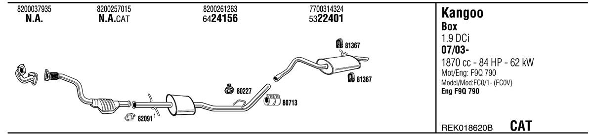 Walker REK018620B Exhaust system REK018620B