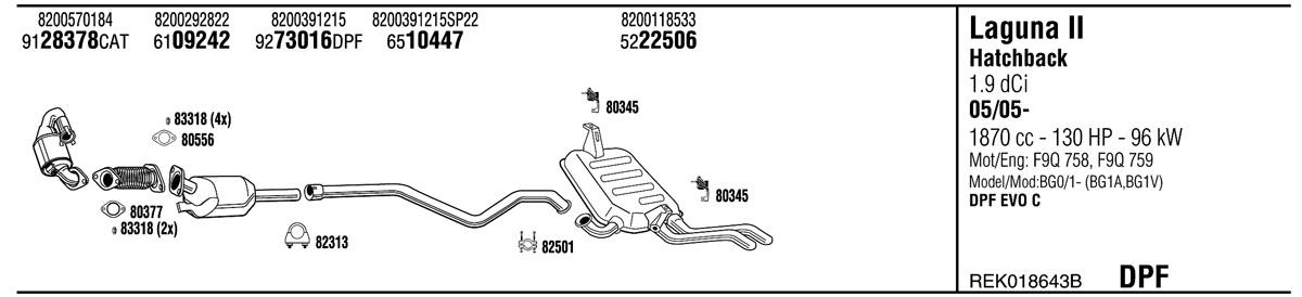 Walker REK018643B Exhaust system REK018643B