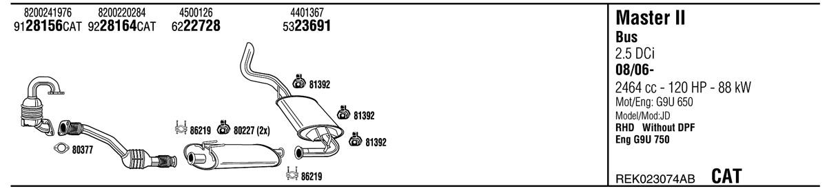 Walker REK023074AB Exhaust system REK023074AB