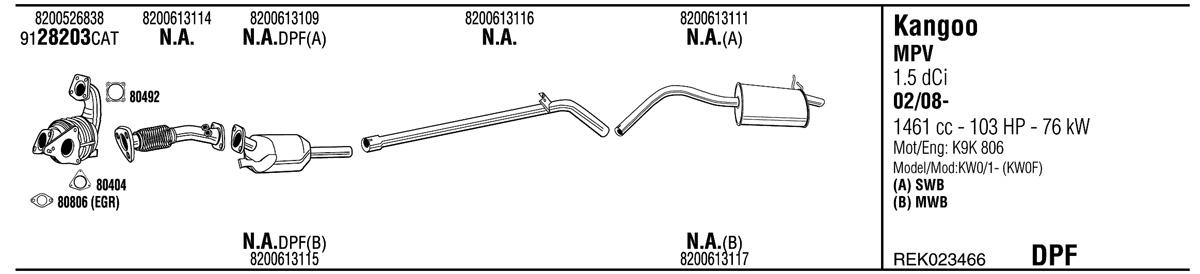 Walker REK023466 Exhaust system REK023466