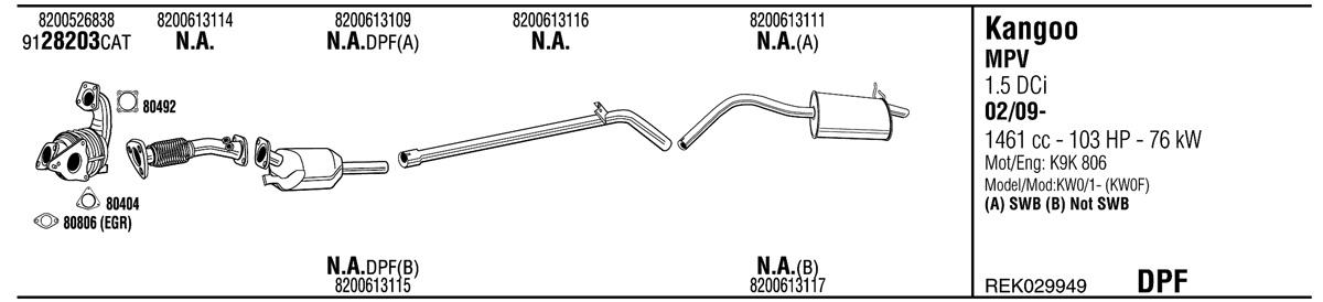 Walker REK029949 Exhaust system REK029949