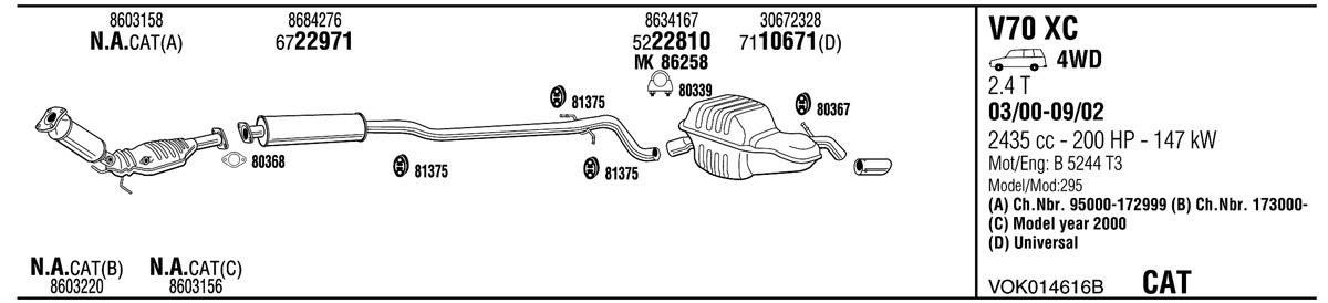 Walker VOK014616B Exhaust system VOK014616B