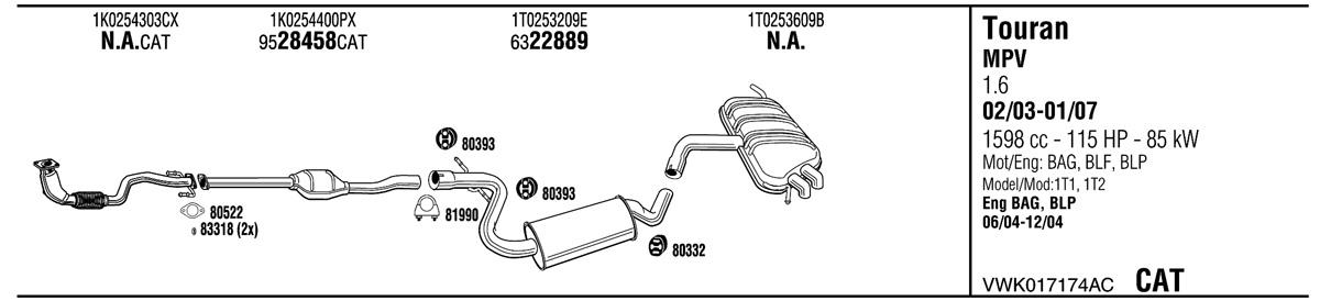 Walker VWK017174AC Exhaust system VWK017174AC