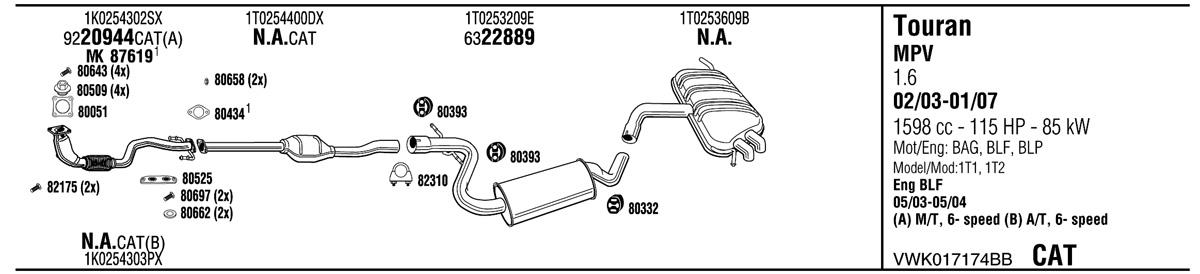 Walker VWK017174BB Exhaust system VWK017174BB