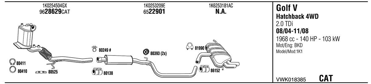 Walker VWK018385 Exhaust system VWK018385